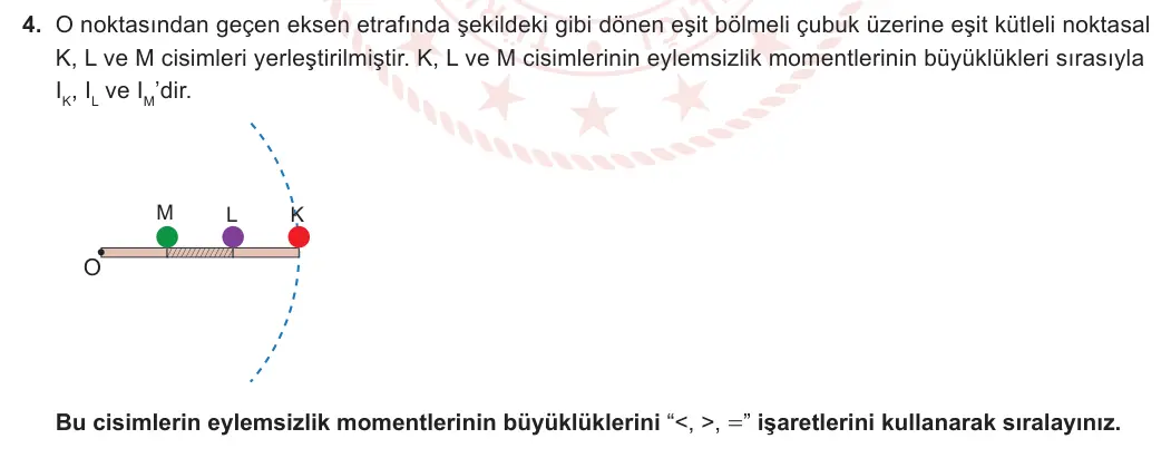 12. Sınıf Fizik 2023-2024 1. Dönem 1. Yazılı 2. Bölüm 4. Soru görseli