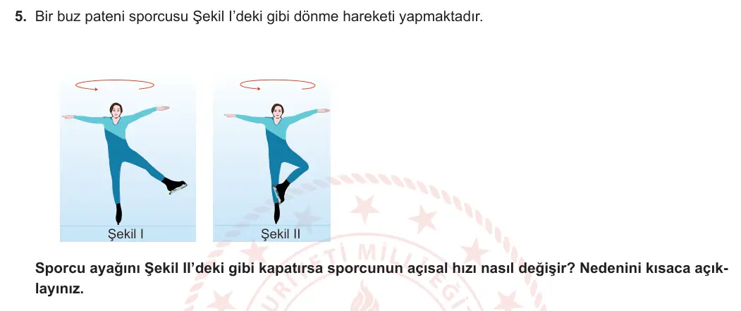 12. Sınıf Fizik 2023-2024 1. Dönem 1. Yazılı 2. Bölüm 5. Soru görseli