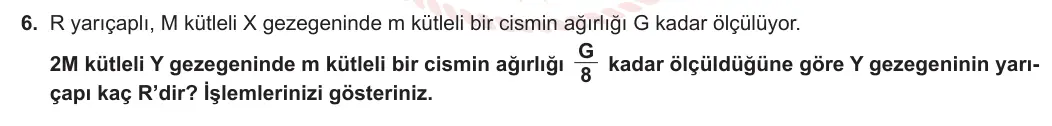 12. Sınıf Fizik 2023-2024 1. Dönem 1. Yazılı 3. Bölüm 6. Soru görseli