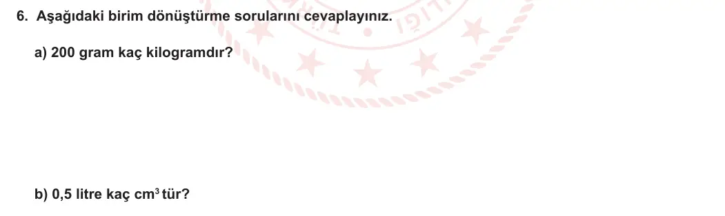 9. Sınıf Fizik 2023-2024 1. Dönem 1. Yazılı 1. Bölüm 6. Soru görseli