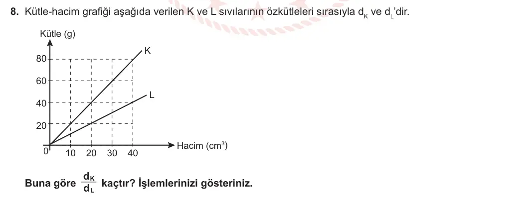 9. Sınıf Fizik 2023-2024 1. Dönem 1. Yazılı 1. Bölüm 8. Soru görseli