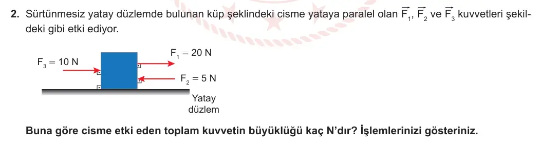 9. Sınıf Fizik 2023-2024 1. Dönem 1. Yazılı 3. Bölüm 2. Soru görseli
