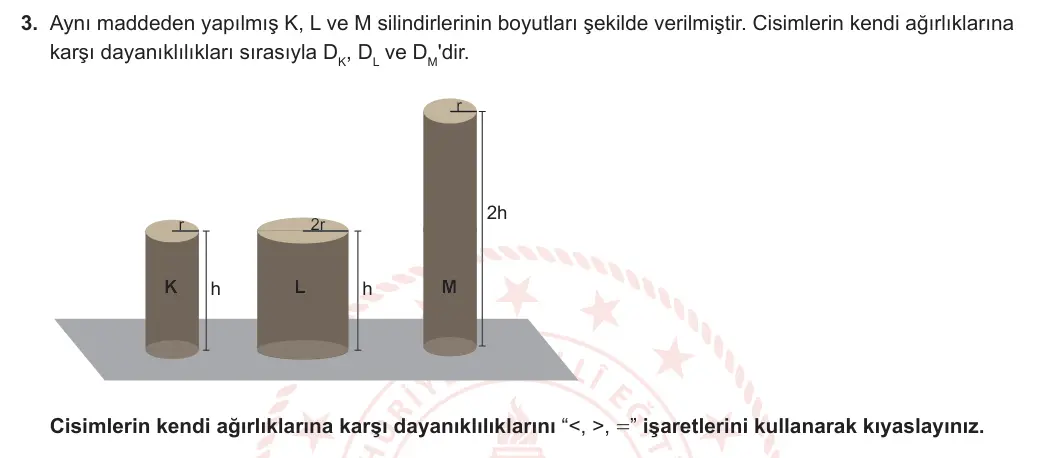 9. Sınıf Fizik 2023-2024 1. Dönem 1. Yazılı 3. Bölüm 3. Soru görseli