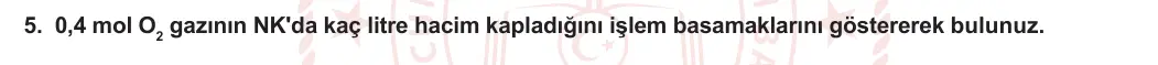 10. Sınıf Kimya 2023-2024 1. Dönem 1. Yazılı 1. Bölüm 5. Soru görseli