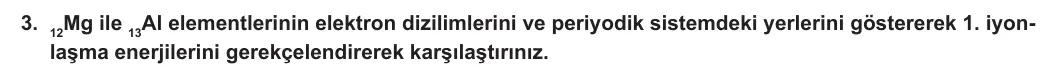 11. Sınıf Kimya 2023-2024 1. Dönem 1. Yazılı 1. Bölüm 3. Soru görseli