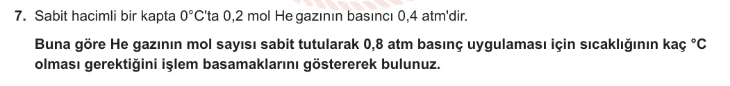 11. Sınıf Kimya 2023-2024 1. Dönem 1. Yazılı 1. Bölüm 7. Soru görseli