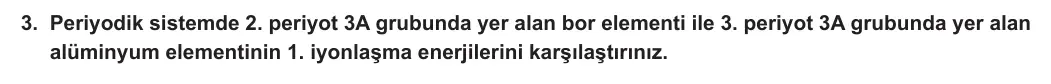 11. Sınıf Kimya 2023-2024 1. Dönem 1. Yazılı 2. Bölüm 3. Soru görseli