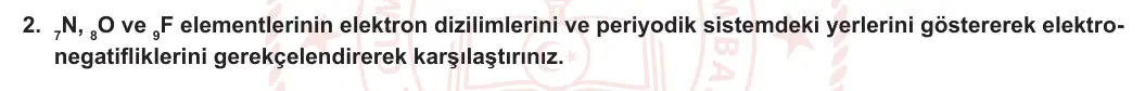 11. Sınıf Kimya 2023-2024 1. Dönem 1. Yazılı 3. Bölüm 2. Soru görseli