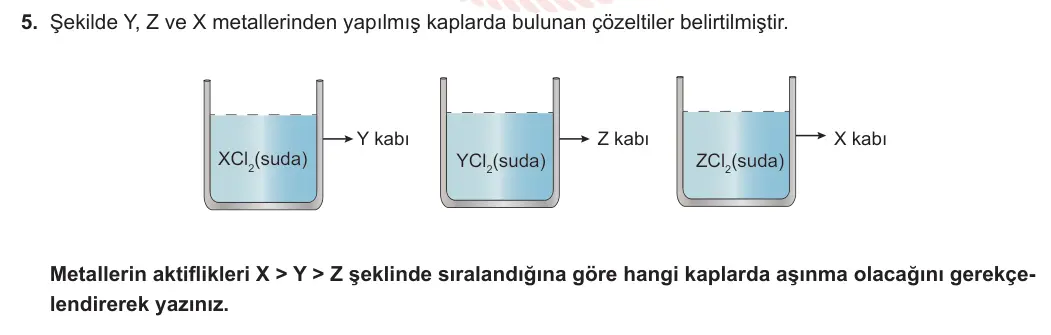12. Sınıf Kimya 2023-2024 1. Dönem 1. Yazılı 1. Bölüm 5. Soru görseli