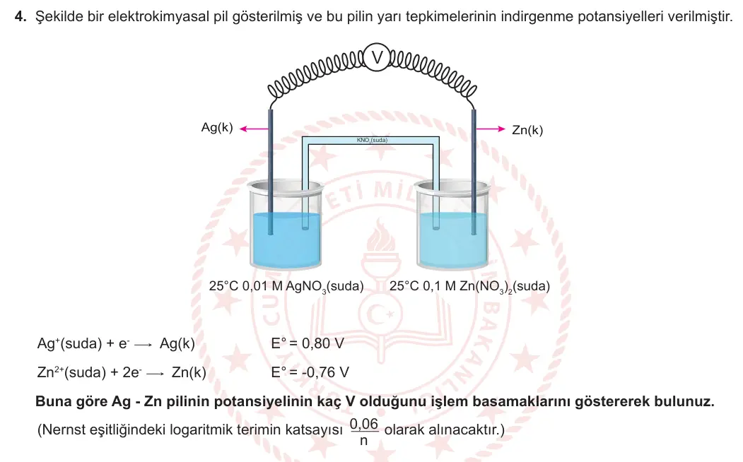 12. Sınıf Kimya 2023-2024 1. Dönem 1. Yazılı 3. Bölüm 4. Soru görseli