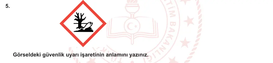 9. Sınıf Kimya 2023-2024 1. Dönem 1. Yazılı 2. Bölüm 5. Soru görseli