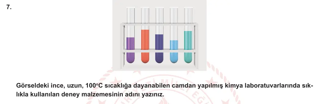 9. Sınıf Kimya 2023-2024 1. Dönem 1. Yazılı 2. Bölüm 7. Soru görseli
