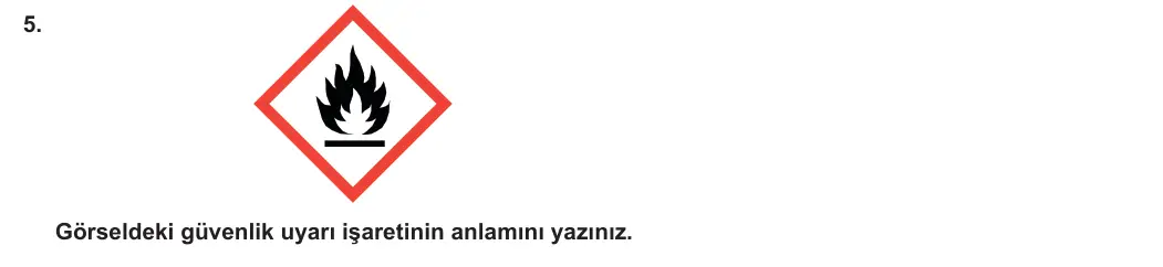 9. Sınıf Kimya 2023-2024 1. Dönem 1. Yazılı 3. Bölüm 5. Soru görseli