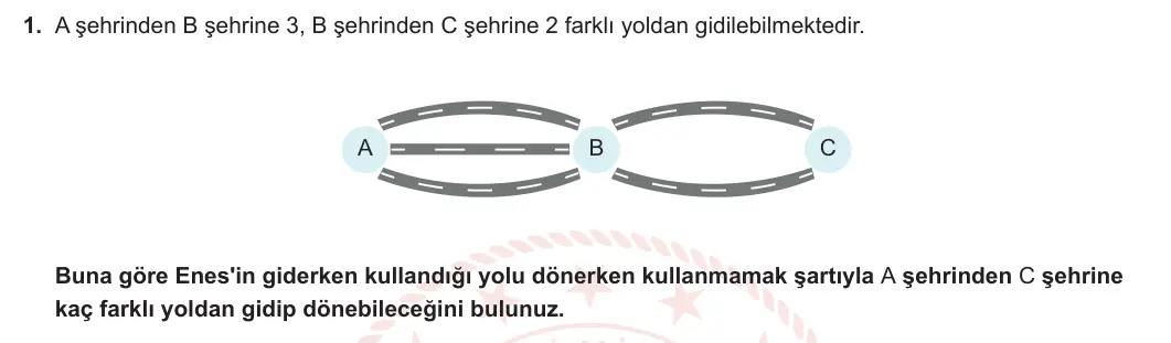 10. Sınıf Matematik 2023-2024 1. Dönem 1. Yazılı 2. Bölüm 1. Soru görseli