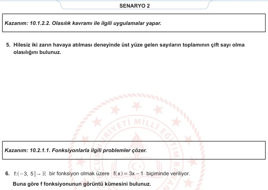 10. Sınıf Matematik 2023-2024 1. Dönem 1. Yazılı 2. Bölüm 4. Soru görseli (2/2)