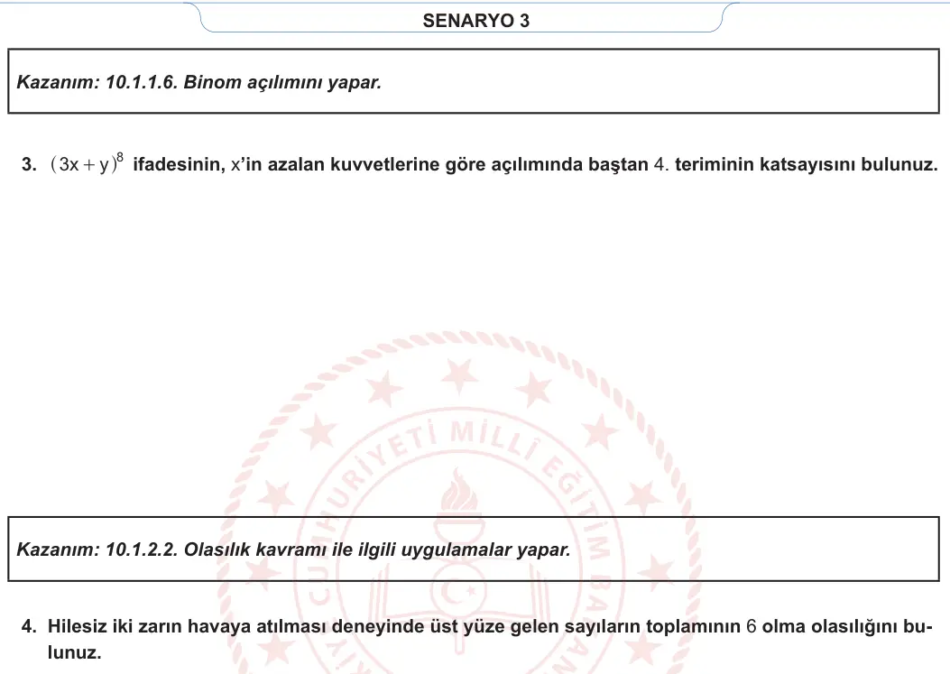 10. Sınıf Matematik 2023-2024 1. Dönem 1. Yazılı 3. Bölüm 2. Soru görseli (2/2)