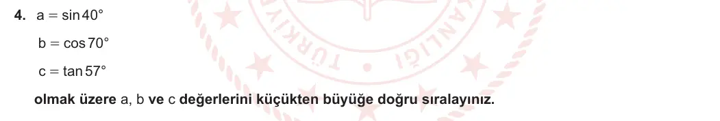 11. Sınıf Matematik 2023-2024 1. Dönem 1. Yazılı 1. Bölüm 4. Soru görseli (1/2)