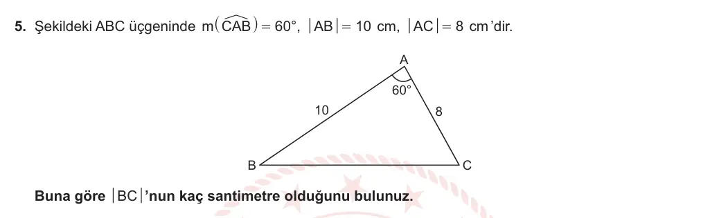 11. Sınıf Matematik 2023-2024 1. Dönem 1. Yazılı 1. Bölüm 5. Soru görseli