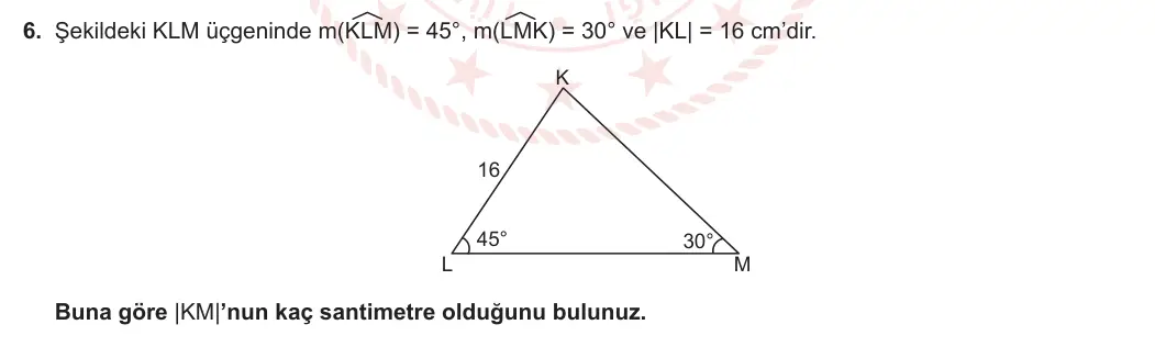 11. Sınıf Matematik 2023-2024 1. Dönem 1. Yazılı 1. Bölüm 6. Soru görseli (1/2)