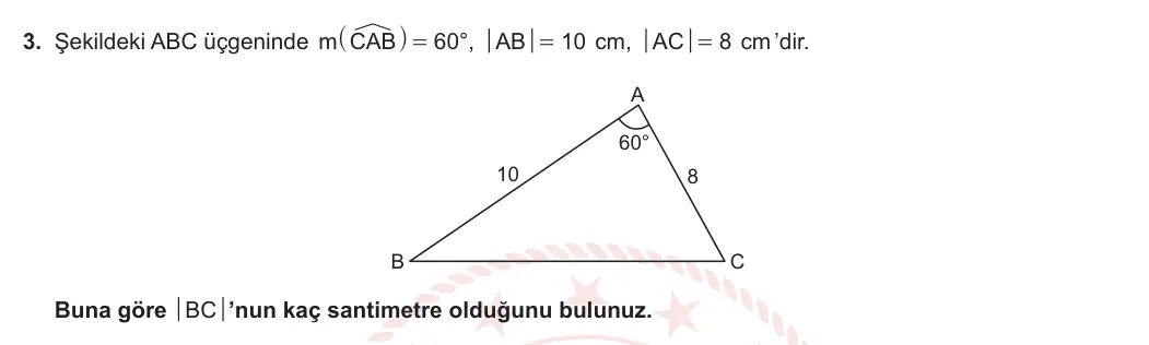 11. Sınıf Matematik 2023-2024 1. Dönem 1. Yazılı 2. Bölüm 3. Soru görseli