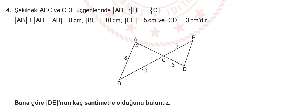 11. Sınıf Matematik 2023-2024 1. Dönem 1. Yazılı 2. Bölüm 4. Soru görseli (1/2)