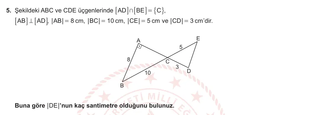 11. Sınıf Matematik 2023-2024 1. Dönem 1. Yazılı 3. Bölüm 5. Soru görseli (1/2)