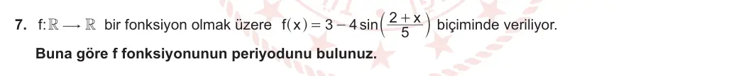 11. Sınıf Matematik 2023-2024 1. Dönem 1. Yazılı 3. Bölüm 7. Soru görseli (1/2)