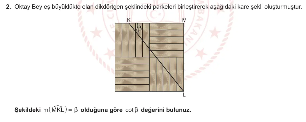 11. Sınıf Matematik 2023-2024 1. Dönem 1. Yazılı 4. Bölüm 2. Soru görseli (1/2)