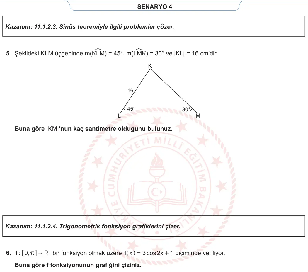 11. Sınıf Matematik 2023-2024 1. Dönem 1. Yazılı 4. Bölüm 4. Soru görseli (2/2)