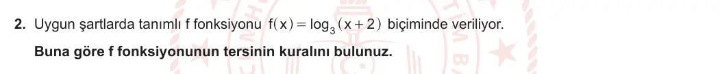 12. Sınıf Matematik 2023-2024 1. Dönem 1. Yazılı 1. Bölüm 2. Soru görseli