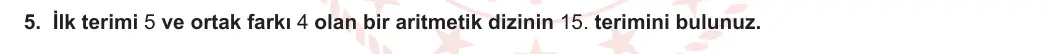 12. Sınıf Matematik 2023-2024 1. Dönem 1. Yazılı 1. Bölüm 5. Soru görseli (1/2)