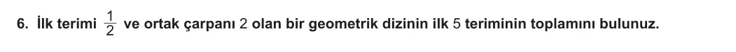 12. Sınıf Matematik 2023-2024 1. Dönem 1. Yazılı 2. Bölüm 6. Soru görseli (1/2)