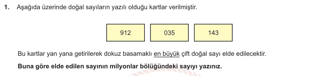 5. Sınıf Matematik 2023-2024 1. Dönem 1. Yazılı 2. Bölüm 1. Soru görseli