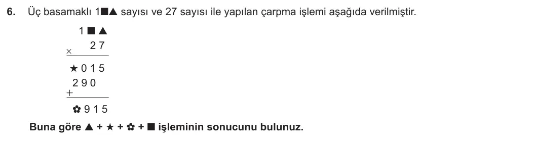 5. Sınıf Matematik 2023-2024 1. Dönem 1. Yazılı 2. Bölüm 6. Soru görseli