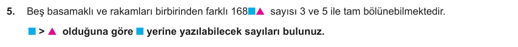 6. Sınıf Matematik 2023-2024 1. Dönem 1. Yazılı 2. Bölüm 5. Soru görseli