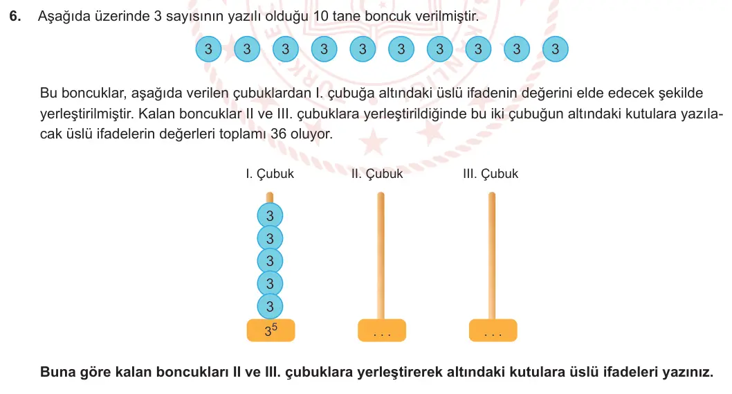 6. Sınıf Matematik 2023-2024 1. Dönem 1. Yazılı 2. Bölüm 6. Soru görseli