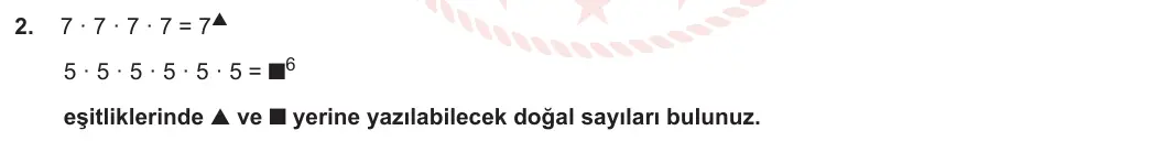 6. Sınıf Matematik 2023-2024 1. Dönem 1. Yazılı 3. Bölüm 2. Soru görseli