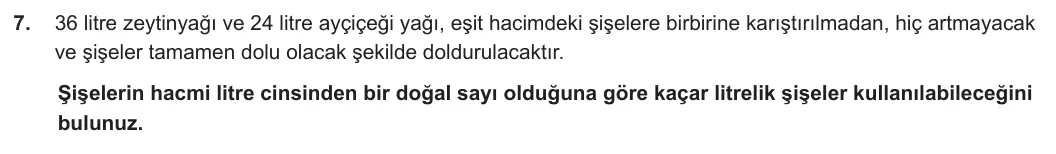 6. Sınıf Matematik 2023-2024 1. Dönem 1. Yazılı 3. Bölüm 7. Soru görseli