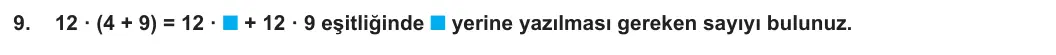6. Sınıf Matematik 2023-2024 1. Dönem 1. Yazılı 3. Bölüm 9. Soru görseli