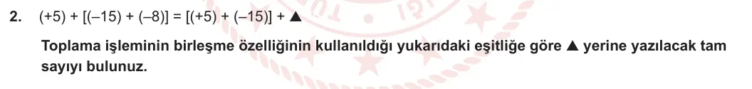 7. Sınıf Matematik 2023-2024 1. Dönem 1. Yazılı 1. Bölüm 2. Soru görseli