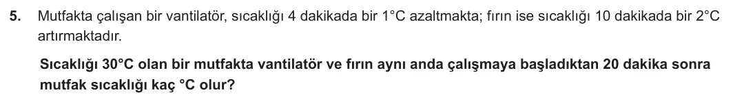 7. Sınıf Matematik 2023-2024 1. Dönem 1. Yazılı 1. Bölüm 5. Soru görseli