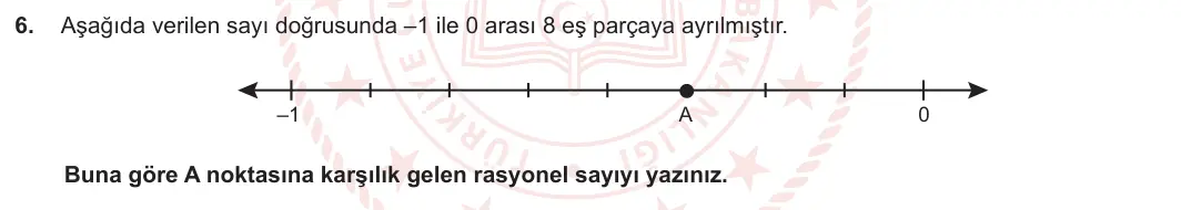 7. Sınıf Matematik 2023-2024 1. Dönem 1. Yazılı 1. Bölüm 6. Soru görseli