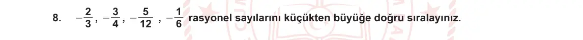 7. Sınıf Matematik 2023-2024 1. Dönem 1. Yazılı 1. Bölüm 8. Soru görseli