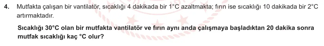 7. Sınıf Matematik 2023-2024 1. Dönem 1. Yazılı 2. Bölüm 4. Soru görseli