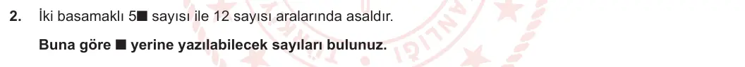 8. Sınıf Matematik 2023-2024 1. Dönem 1. Yazılı 1. Bölüm 2. Soru görseli