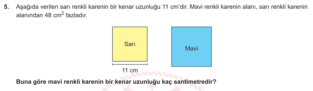 8. Sınıf Matematik 2023-2024 1. Dönem 1. Yazılı 1. Bölüm 5. Soru görseli