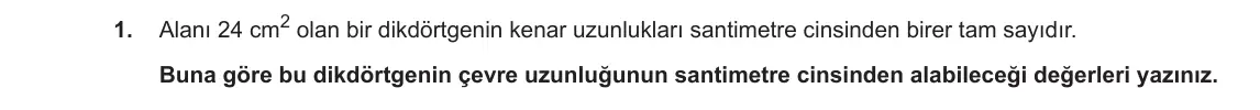 8. Sınıf Matematik 2023-2024 1. Dönem 1. Yazılı 2. Bölüm 1. Soru görseli