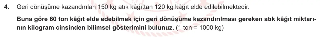 8. Sınıf Matematik 2023-2024 1. Dönem 1. Yazılı 2. Bölüm 4. Soru görseli