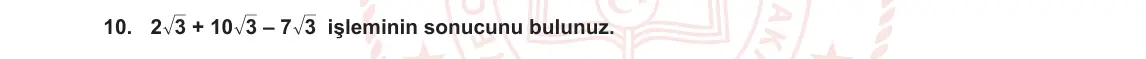 8. Sınıf Matematik 2023-2024 1. Dönem 1. Yazılı 3. Bölüm 10. Soru görseli