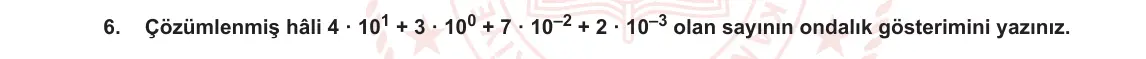 8. Sınıf Matematik 2023-2024 1. Dönem 1. Yazılı 3. Bölüm 6. Soru görseli